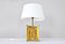 Lámpara de mesa italiana moderna de cristal de Murano en ámbar y latón de Mazzega, Imagen 4