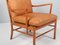 Colonial Lounge Chair in Cherry Leather by Ole Wanscher, 1950s 3