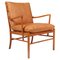 Colonial Lounge Chair in Cherry Leather by Ole Wanscher, 1950s 1