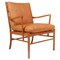 Colonial Lounge Chair in Cherry Leather by Ole Wanscher, 1950s, Image 1