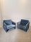 Italian Blue Velvet Lounge Chairs, 1980s, Set of 2 2