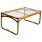 Vintage Mid-Century Scandinavian Bamboo Coffee Table With Glass Top, 1970s, Image 1