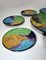 Large Mid-Century Abstract Studio Ceramic Art Platter With Plates, Set of 7 3