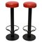Mid-Century Bar Stools in Red Vinyl, 1960s, Set of 2, Image 1
