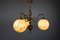 Lampe à Suspension Art Déco avec Globes en Verre Opalin Marbré 6