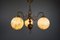 Lampe à Suspension Art Déco avec Globes en Verre Opalin Marbré 2
