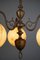 Lampe à Suspension Art Déco avec Globes en Verre Opalin Marbré 3