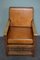 Sheep Leather Armchair with Carved Wood 9