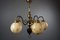 Art Deco Pendant Lamp with Marbled Opaline Glass Globes 1