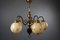 Art Deco Pendant Lamp with Marbled Opaline Glass Globes, Image 1