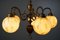 Lampe à Suspension Art Déco avec Globes en Verre Opalin Marbré 2