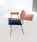 Mid-Century Italian Bentwood Teak & Blue Velvet Armchair, 1950s, Image 4