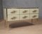 Mid-Century Cream Color Glass and Brass Commode, 1980 1