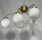 Large Mid-Century Brass and Milk Glass Ceiling Lamp from Reggiani, Italy, 1970s 8