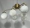 Large Mid-Century Brass and Milk Glass Ceiling Lamp from Reggiani, Italy, 1970s, Image 8