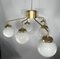 Large Mid-Century Brass and Milk Glass Ceiling Lamp from Reggiani, Italy, 1970s 13