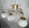 Large Mid-Century Brass and Milk Glass Ceiling Lamp from Reggiani, Italy, 1970s, Image 13