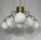 Large Mid-Century Brass and Milk Glass Ceiling Lamp from Reggiani, Italy, 1970s 1