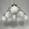 Large Mid-Century Brass and Milk Glass Ceiling Lamp from Reggiani, Italy, 1970s, Image 10