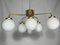 Large Mid-Century Brass and Milk Glass Ceiling Lamp from Reggiani, Italy, 1970s 14