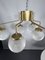 Large Mid-Century Brass and Milk Glass Ceiling Lamp from Reggiani, Italy, 1970s 3