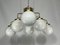 Large Mid-Century Brass and Milk Glass Ceiling Lamp from Reggiani, Italy, 1970s, Image 9
