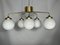 Large Mid-Century Brass and Milk Glass Ceiling Lamp from Reggiani, Italy, 1970s 11