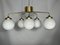 Large Mid-Century Brass and Milk Glass Ceiling Lamp from Reggiani, Italy, 1970s, Image 11