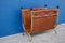 Mid-Century Leather & Brass Magazine Rack 2