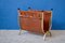 Mid-Century Leather & Brass Magazine Rack, Image 1