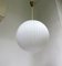 Large Brass Ceiling Lamp with Pleated Ball, 1950s, Image 3