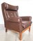 Swedish Brown Leather Lounge Chair, Image 1