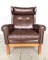 Swedish Brown Leather Lounge Chair, Image 3