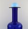 Large Vase Bottle in Blue Glass by Otto Brauer for Holmegaard, Image 3