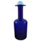 Große Vase Flasche aus blauem Glas von Otto Brauer für Holmegaard 1