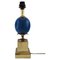 Table Lamp with Blue Orb and Brass Base, Le Dauphin, France, Image 1