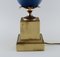 Lampada da tavolo con sfera blu e base in ottone, Le Dauphin, Francia, Immagine 3