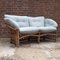 Vintage Bamboo and Rattan Sofa with Boucle Upholstery, 1970s 5