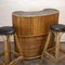 Mueble bar Tiki vintage de bambú con dos taburetes, años 60. Juego de 3, Imagen 5