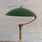 Lampe de Bureau Mid-Century en Laiton avec Abat-Jour Vert, Italie, 1950s 8