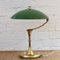 Lampe de Bureau Mid-Century en Laiton avec Abat-Jour Vert, Italie, 1950s 1