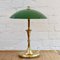 Italian Mid-Century Brass Desk Lamp with Green Shade, 1950s 3