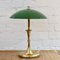 Lampe de Bureau Mid-Century en Laiton avec Abat-Jour Vert, Italie, 1950s 3