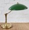 Lampe de Bureau Mid-Century en Laiton avec Abat-Jour Vert, Italie, 1950s 6