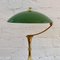 Lampe de Bureau Mid-Century en Laiton avec Abat-Jour Vert, Italie, 1950s 5