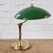 Lampe de Bureau Mid-Century en Laiton avec Abat-Jour Vert, Italie, 1950s 7