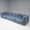 Divano Togo modulare in Bouclé blu di Michel Ducaroy per Ligne Roset, set di 3, Immagine 2