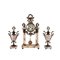 Marble & Bronze Clock with Cassolettes, Set of 3 1