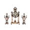 Marble & Bronze Clock with Cassolettes, Set of 3, Image 1