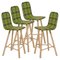 Tria Stools, High Back, Upholstered Nord Wool, Green by Colé Italia, Set of 4 1